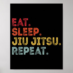 Retro Vintage Eat Sleep Jiu Jitsu Repeat Martial Poster
