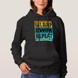 Retro Vintage Eat Sleep Swim Repeat Swimming Swimm Hoodie