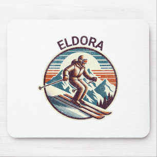 Retro Vintage Eldora Colorado Ski Resort Winter Sk Mouse Pad