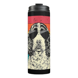 Retro Vintage English Springer Spaniel Sunglasses Thermal Tumbler