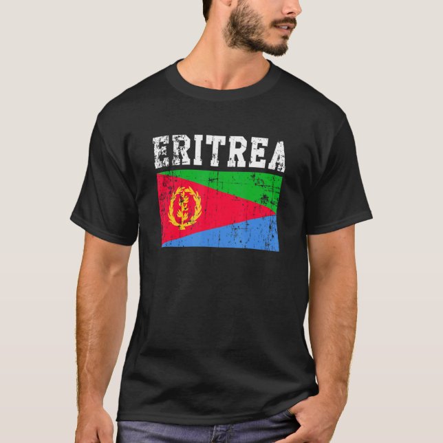 Retro Vintage Eritrea Flag Eritrean Roots T-Shirt (Front)