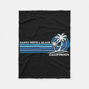 Retro Vintage Family Vacation California Santa Mon Fleece Blanket