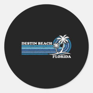 Retro Vintage Family Vacation Florida Destin Beach Classic Round Sticker