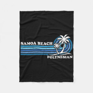 Retro Vintage Family Vacation Polynesian Samoa Bea Fleece Blanket