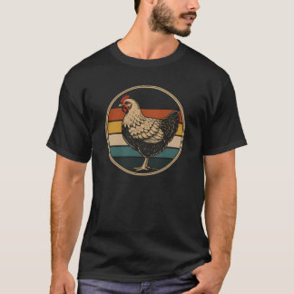Retro Vintage Farm Chicken Silhouette Circle T-Shirt