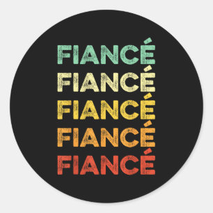 Retro Vintage Fiancé Future Mr Groom Engagement Ba Classic Round Sticker
