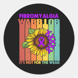 Retro Vintage Fibromyalgia Awareness Not Weak Purp Classic Round Sticker