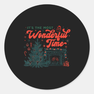 Retro Vintage Fireplace It's The Most Wonderful Ti Classic Round Sticker