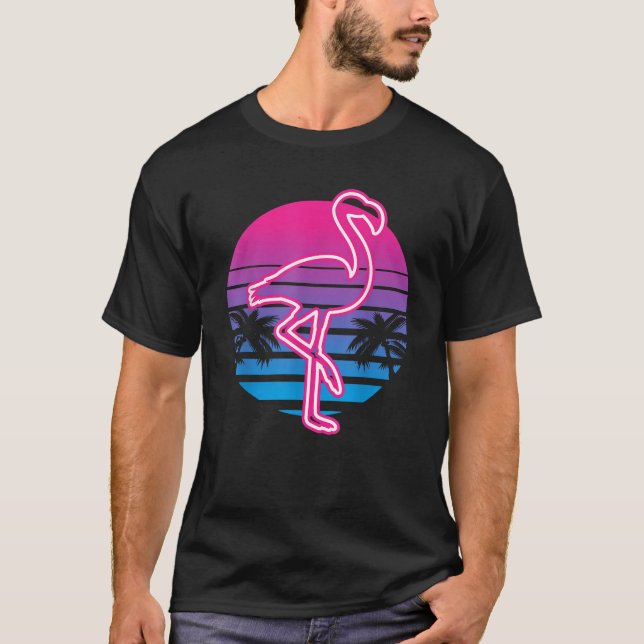 Retro VIntage Flamingo Bird Lover Summer T-Shirt (Front)