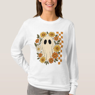 Retro Vintage Floral Ghost Halloween T-Shirt