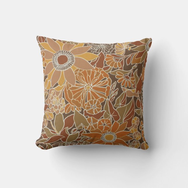 Retro Vintage floral pattern Throw Pillow (Front)