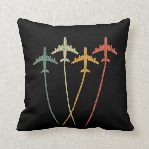 Retro Vintage Flying Airplanes Aircrafts Aviation  Cushion