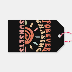 Retro Vintage Forever Chasing Sunsets Summer Vacat Gift Tags