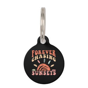 Retro Vintage Forever Chasing Sunsets Summer Vacat Pet Tag