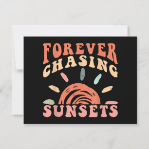 Retro Vintage Forever Chasing Sunsets Summer Vacat Save The Date