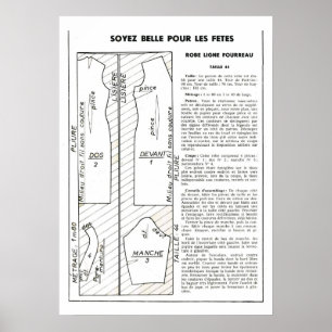 Retro vintage French dress pattern Poster