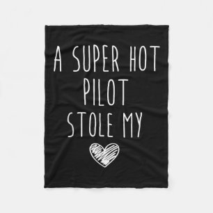 Retro Vintage Funny A Super Hot Pilot Stole My Hea Fleece Blanket