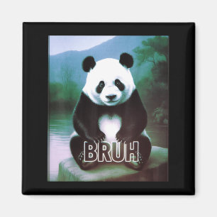 Retro Vintage Funny Bruh Panda Slang Meme Animal L Magnet