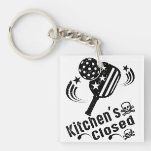 Retro Vintage Funny Pickleball Kitchen's Closed Key Ring