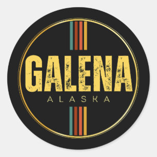 Retro vintage Galena City Alaska State 70s Groovy  Classic Round Sticker