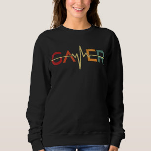 Retro Vintage Gamer Heartbeat Video Games Graphic  Sweatshirt
