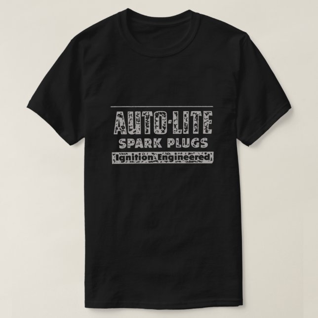 Retro Vintage Gas Station Auto-lite Spark Plugs T-Shirt (Design Front)