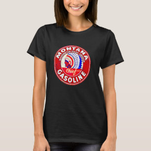 Retro Vintage Gas Station Montana Motor Oil Car Bi T-Shirt