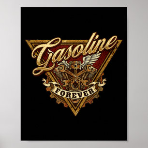 Retro Vintage Gasoline Forever Mens Car Mechanic Poster