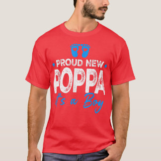 Retro Vintage Gender Reveal Proud New Poppa It's A T-Shirt
