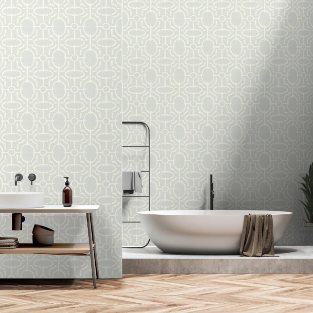 Retro vintage geometric boho pattern wallpaper (Bathroom)