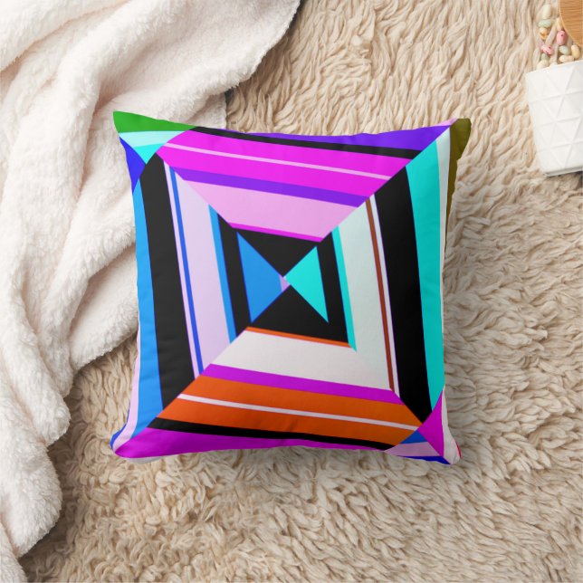 Retro vintage geometric colourful  cushion (Blanket)