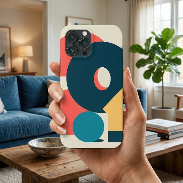 Retro vintage geometric risograph, risoprint  Case-Mate iPhone case (Retro Abstract Geometric Risograph Art Design. iPhone Case)