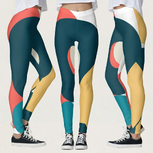 Retro vintage geometric risograph, risoprint  leggings