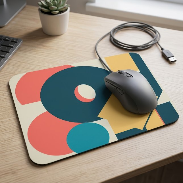 Retro vintage geometric risograph, risoprint  mouse pad (Retro Abstract Geometric Risograph Art Design. Mouse Pad)