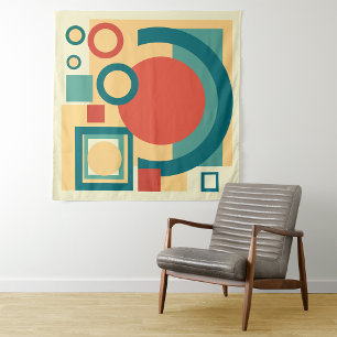 Retro vintage geometric risograph, risoprint  tapestry