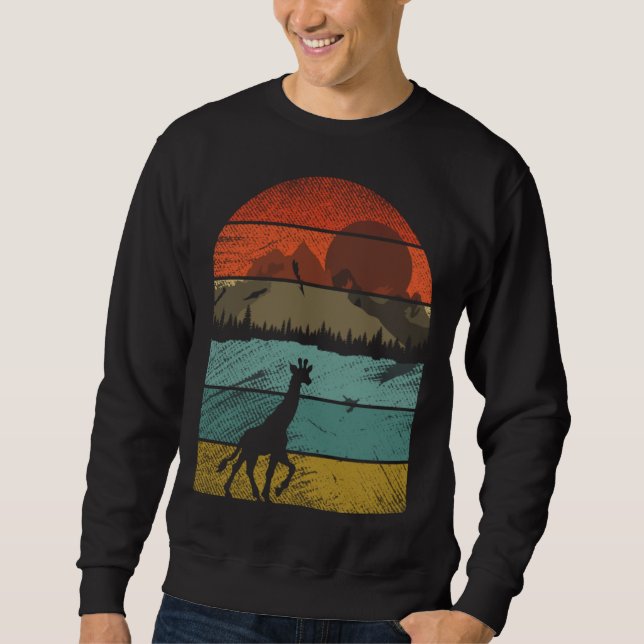 Retro vintage Giraffe  and cute animal  4 Sweatshirt (Front)