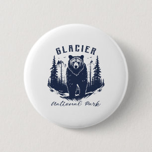 Retro Vintage Glacier National Park For Kids Hikin 6 Cm Round Badge