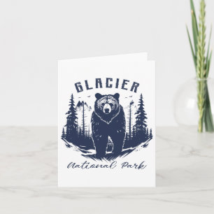 Retro Vintage Glacier National Park For Kids Hikin Card