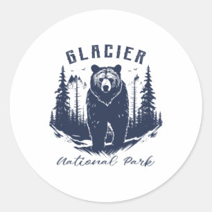 Retro Vintage Glacier National Park For Kids Hikin Classic Round Sticker