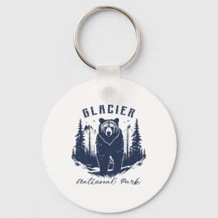 Retro Vintage Glacier National Park For Kids Hikin Key Ring