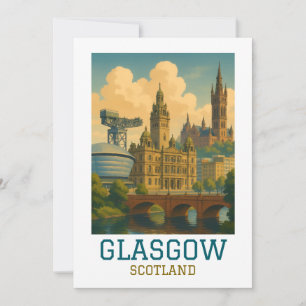 Retro Vintage Glasgow Scotland Cityscape Travel Card