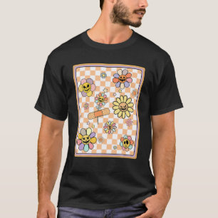 Retro Vintage Gnoovy Halloween Colours Flower Ghos T-Shirt