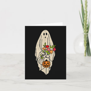 Retro Vintage Gnoovy Halloween Flower Ghost Pumpki Card