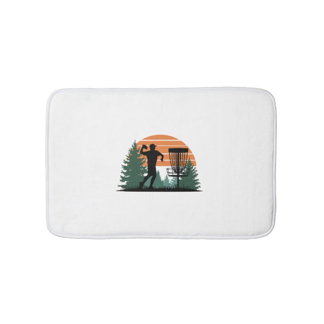 Retro Vintage Golf Disc Playing Bath Mat (Front)