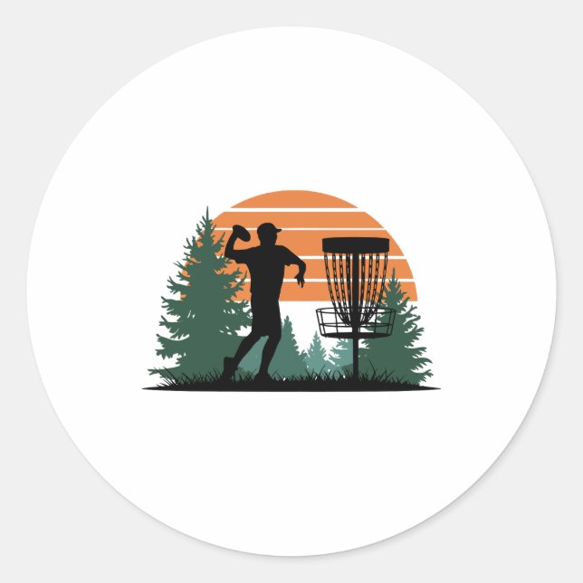Retro Vintage Golf Disc Playing Classic Round Sticker (Front)