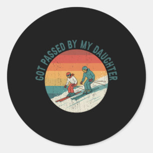 Retro Vintage Got Ped By My Daughter Funny Skiing Classic Round Sticker