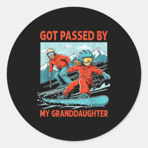 Retro Vintage Got Ped By My Granddaughter Funny Sk Classic Round Sticker