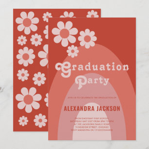 Retro Vintage Graduation Party simple Daisy Invitation