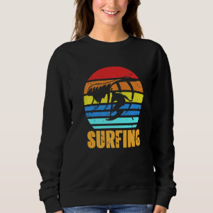 Retro Vintage Graphic Sun Surfing Waves Present Sweatshirt
