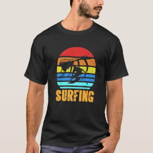 Retro Vintage Graphic Sun Surfing Waves Present T-Shirt